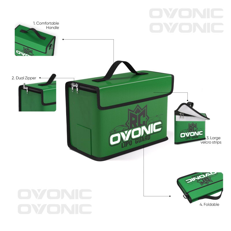 OVONIC Lipo Safe Bag Fireproof Explosionproof Bag  Large Medium and Small Capacity for Lipo Batteries Storage - Image 4